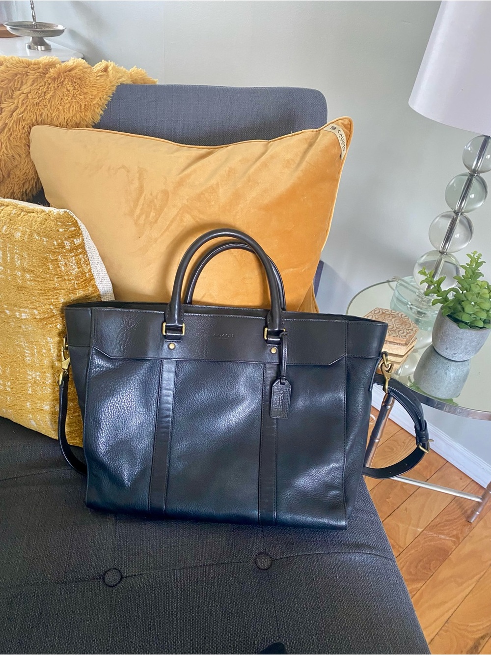 Coach Crosby Business Tote 70715 - Black Pebbled Leather Laptop Bag